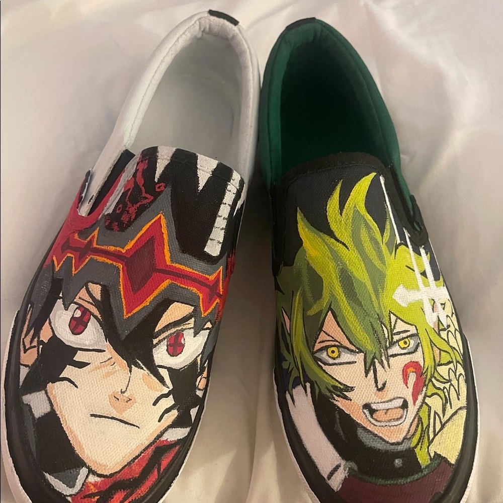 Custom handmade anime black clover asta and yuno theme  shoes